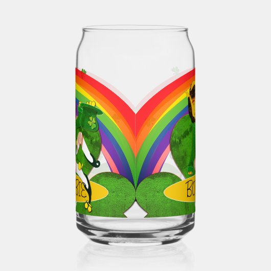 Leprechaun Shamrock Naam Button Blikvorm Glas (Rechts)