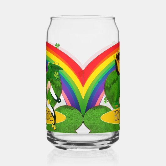 Leprechaun Shamrock Naam Button Blikvorm Glas (Links)
