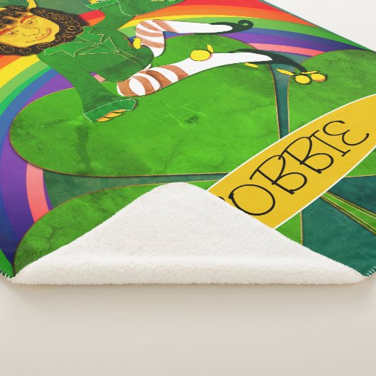Leprechaun Shamrock & Rainbow Sherpa Deken (3/4)