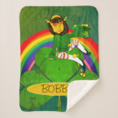 Leprechaun Shamrock & Rainbow Sherpa Deken (Voorkant)