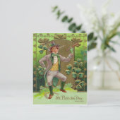 Leprechaun Shamrock Shillelagh Clay Pipe Briefkaart (Staand voorkant)