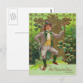 Leprechaun Shamrock Shillelagh Clay Pipe Briefkaart (Voorkant / Achterkant)