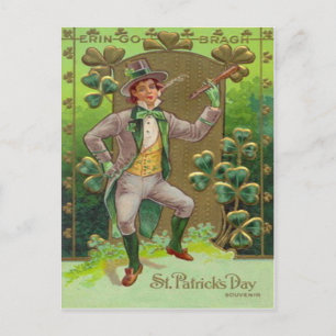 Leprechaun Shamrock Shillelagh Clay Pipe Briefkaart