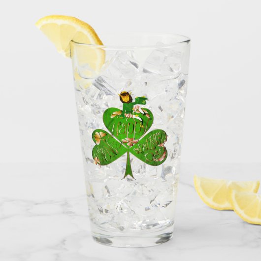 Leprechaun Shamrock St. Patrick's Day Glass Glas (Voorkant ijs)