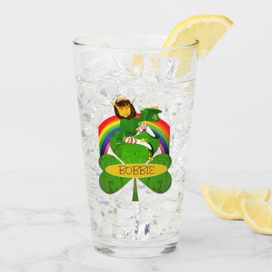 Leprechaun Shamrock St. Patrick's Day Glass Glas (Achterkant ijs)