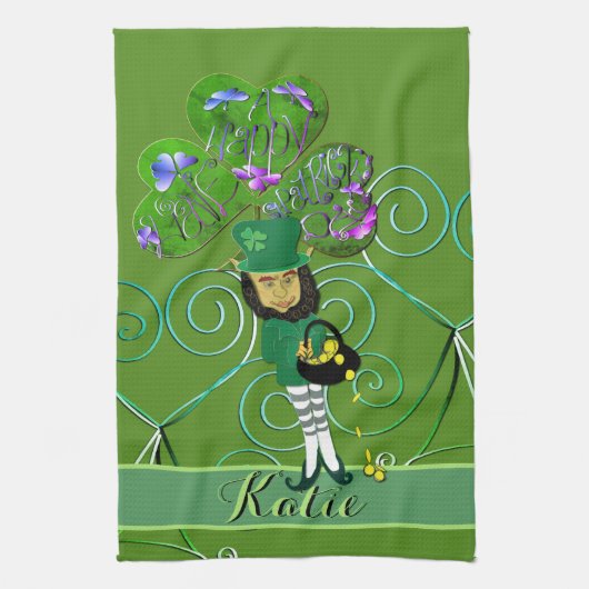 Leprechaun Shamrock Theedoek (Verticaal)