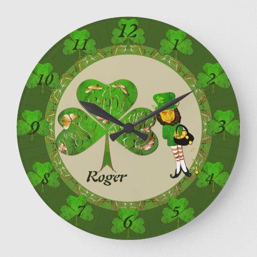 Leprechaun Shamrock Wandklok (Voorkant)