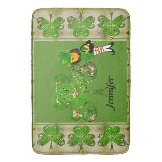 Leprechaun Shamrocks Badmat (Voorkant Verticaal)