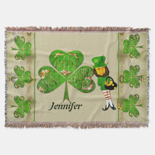 Leprechaun Shamrocks Gooi Deken (Voorkant)