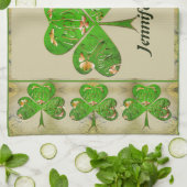 Leprechaun Shamrocks Grijs Theedoek (Gevouwen)