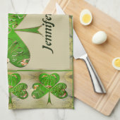 Leprechaun Shamrocks Grijs Theedoek (Quarter Fold)