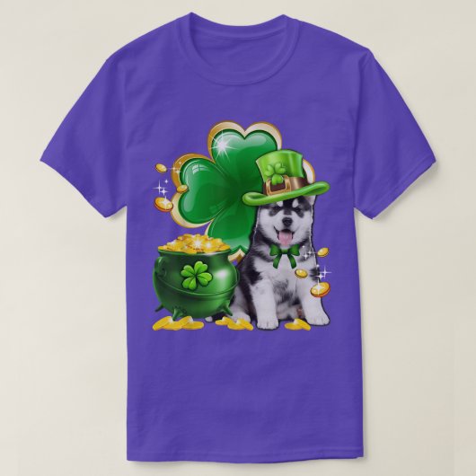 Leprechaun Siberian Husky Irish Shamrock Dog St Pa T-shirt (Design voorkant)