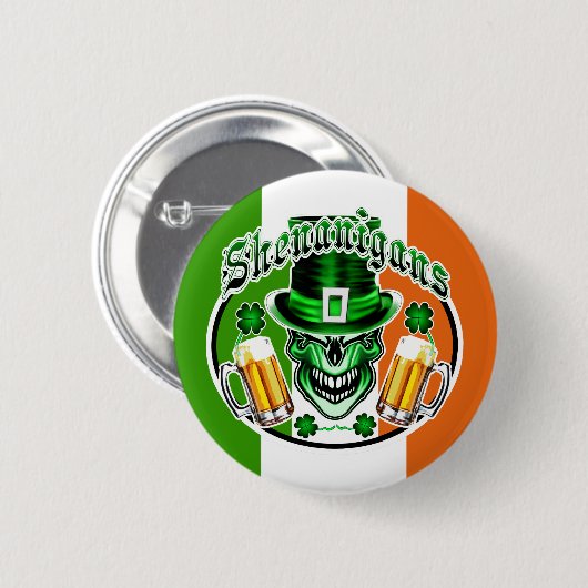 Leprechaun Skull: Shenanigans 3 Ronde Button 5,7 Cm (Voorkant /achterkant)