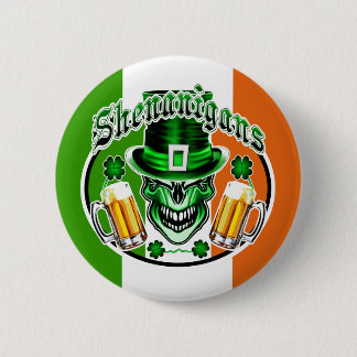 Leprechaun Skull: Shenanigans 3 Ronde Button 5,7 Cm