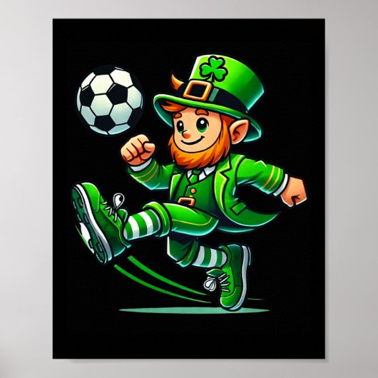 Leprechaun Soccer St Patricks Day Player Boys Men  Poster (Voorkant)
