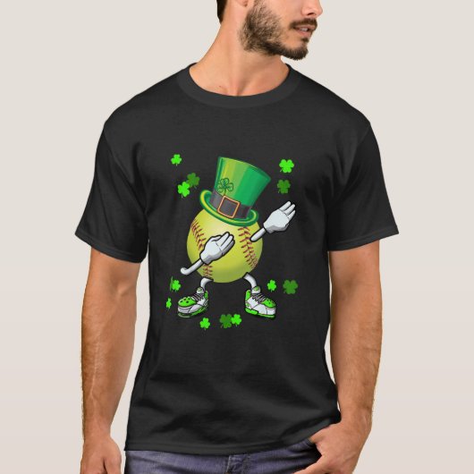 Leprechaun Softball Dabbing St Patricks Day 2022 T-shirt (Voorkant)