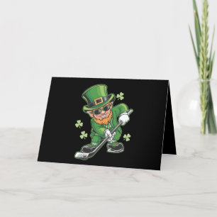 Leprechaun speelt hockey op St Patrick's Day Irish Bedankkaart