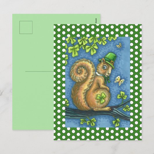 LEPRECHAUN SQUIRREL, ST. PATRICK'S DAG FEESTDAGENKAART (Voorkant / Achterkant)