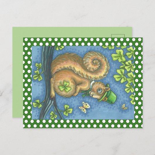 LEPRECHAUN SQUIRREL, ST. PATRICK'S DAY BRIEFKAART (Voorkant / Achterkant)
