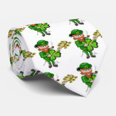 Leprechaun St. Patricks Dag 4 Blad Klaver Gitaar Stropdas (Opgerold)