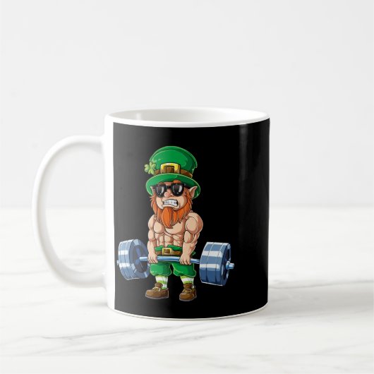 Leprechaun St. Patrick's Dag Gewichtheffen Koffiemok (Links)