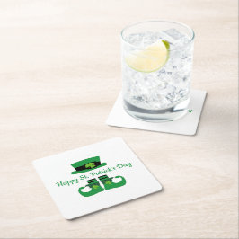 Leprechaun St. Patrick's Day Feest Groen Zwart  Kartonnen Onderzetters