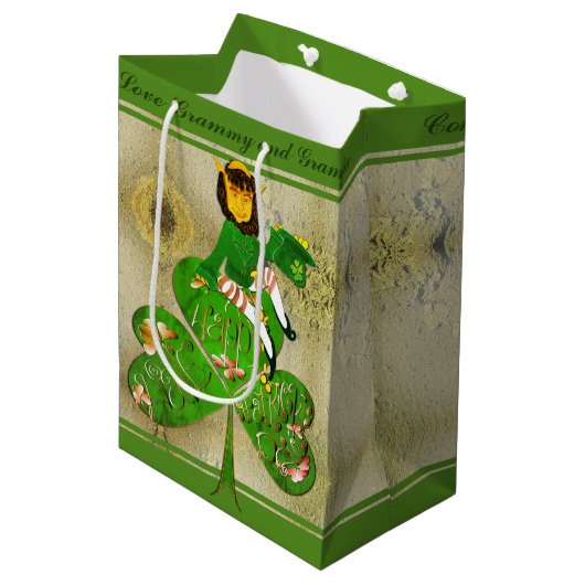 Leprechaun St. Patrick's Day Gift Bag Medium Cadeauzakje (Voorkant Gekanteld)