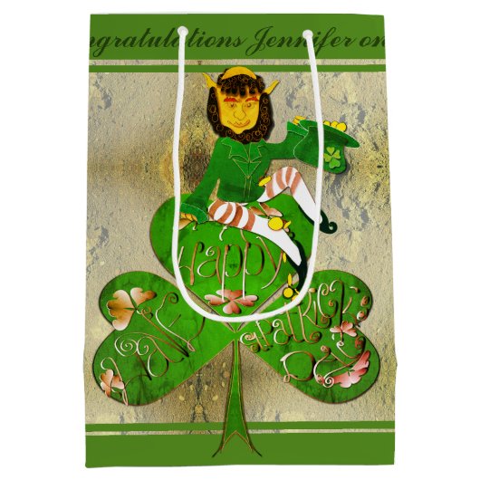 Leprechaun St. Patrick's Day Gift Bag Medium Cadeauzakje (Achterkant)