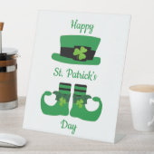 Leprechaun St. Patrick's Day Green Black Reclamebord Met Voetstuk (Insitu)