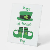 Leprechaun St. Patrick's Day Green Black Reclamebord Met Voetstuk (Voorkant)