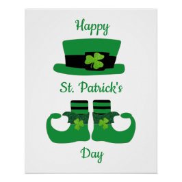 Leprechaun St. Patrick's Day Groen Zwart   Perfect Poster