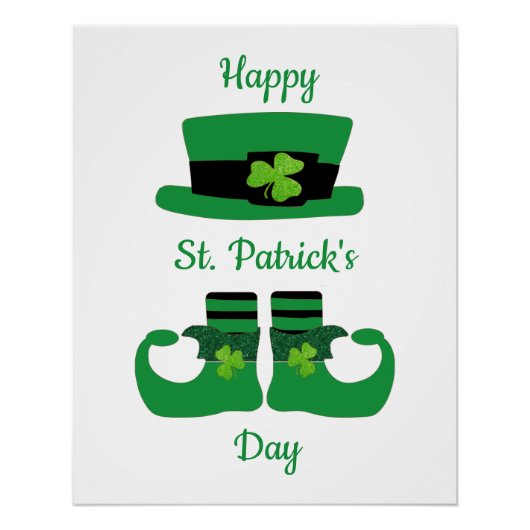 Leprechaun St. Patrick's Day Groen Zwart Perfect Poster (Voorkant)