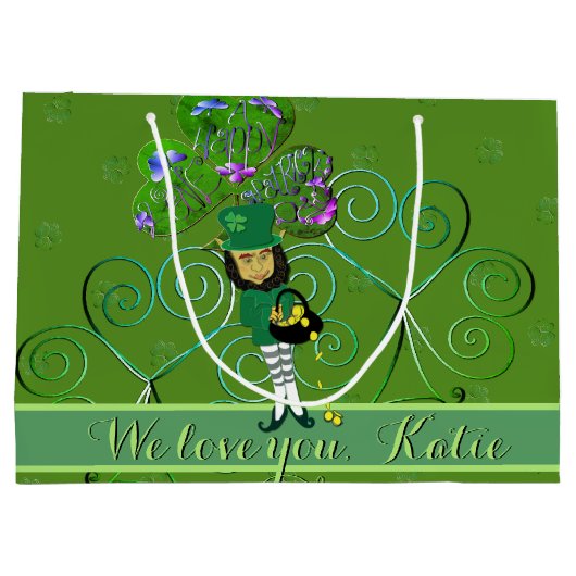 Leprechaun St. Patrick's Day Groot Cadeauzakje (Achterkant)