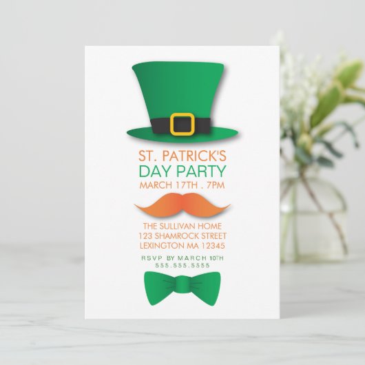 Leprechaun St. Patrick's Day Invitation Kaart (Staand voorkant)