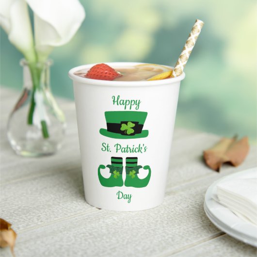 Leprechaun St. Patrick's Day Party Green Black Papieren Bekers (Insitu)