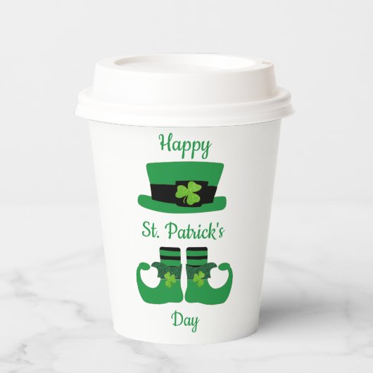Leprechaun St. Patrick's Day Party Green Black Papieren Bekers (Voorkant)
