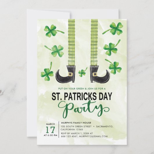 Leprechaun St.Patrick's Day Party Kaart (Voorkant)