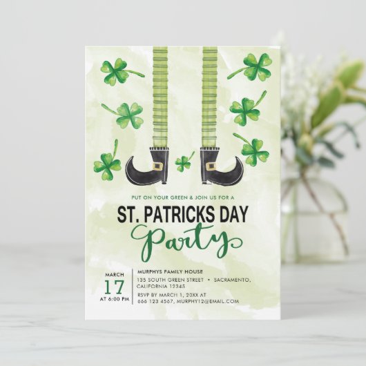 Leprechaun St.Patrick's Day Party Kaart (Staand voorkant)