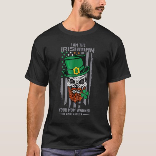 Leprechaun St Patricks Day Sugar Skull Irish Ameri T-shirt (Voorkant)