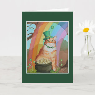 Leprechaun St. Patrick's Day Tabby Kat Kaart