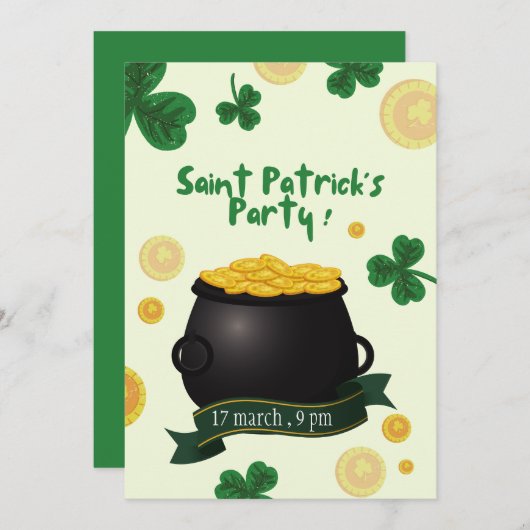 Leprechaun St.Patrick's Day Uitnodiging (Voorkant / Achterkant)