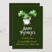 Leprechaun St.Patrick's Day Uitnodiging (Voorkant / Achterkant)