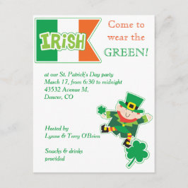 Leprechaun St Patricks Day Uitnodiging