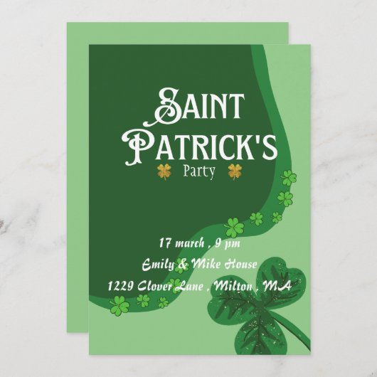 Leprechaun St.Patrick's Day Uitnodiging (Voorkant / Achterkant)