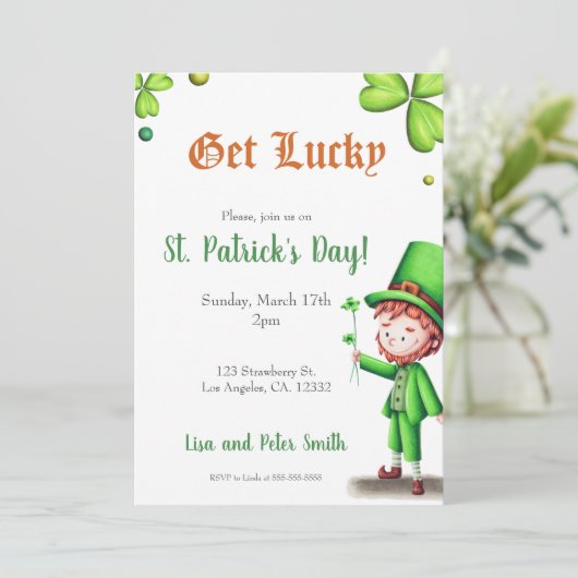 Leprechaun St. Patrick's Day Uitnodiging (Staand voorkant)