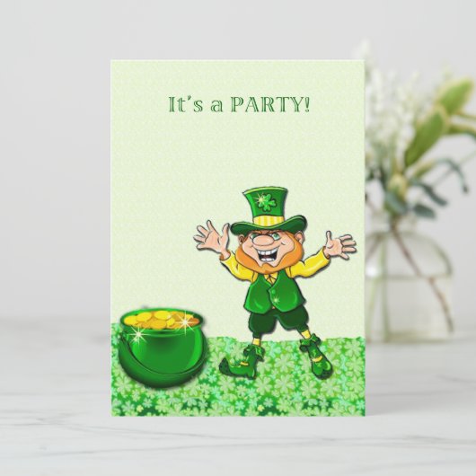 Leprechaun St. Patrick's Day Uitnodiging (Staand voorkant)