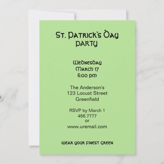 Leprechaun St. Patrick's Day Uitnodiging (Achterkant)