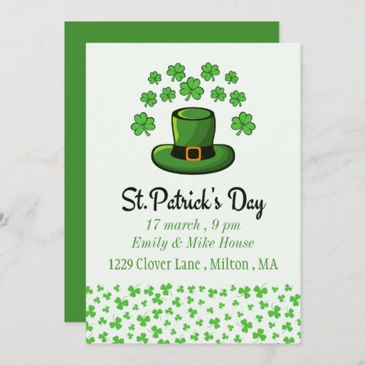 Leprechaun St.Patrick's Day Uitnodiging (Voorkant / Achterkant)