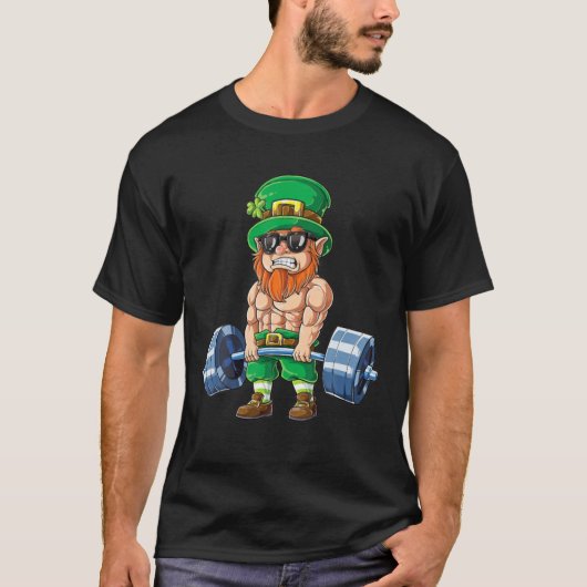 Leprechaun St Patricks Day Weightlifting Deadlift T-shirt (Voorkant)