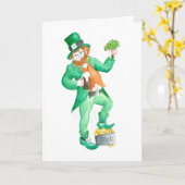 Leprechaun St Patrick's Day Wenskaart Kaart (Gele Bloem)